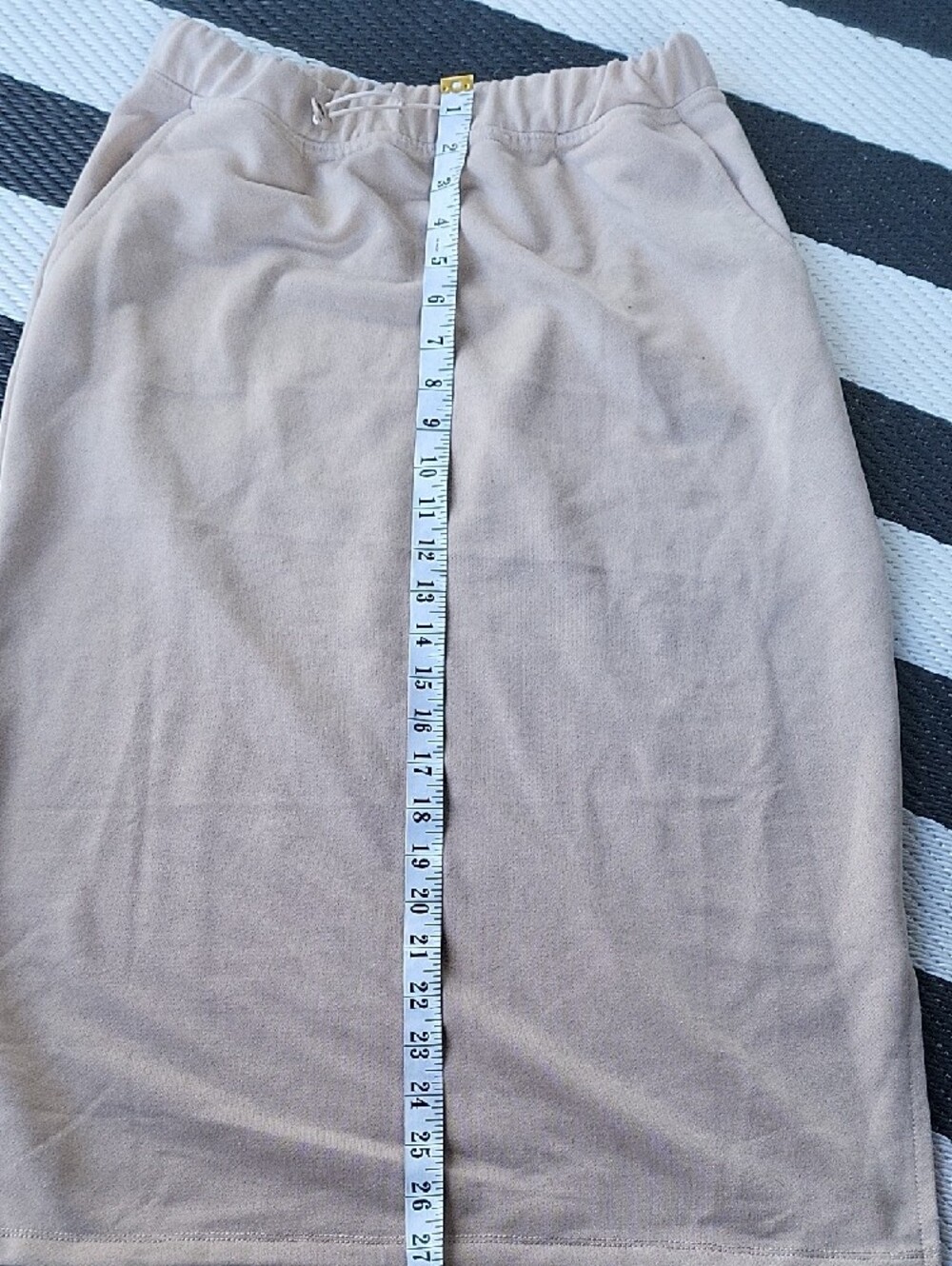 Women's Beige Elastic-Waist Midi Skirt - Picture 6 of 7